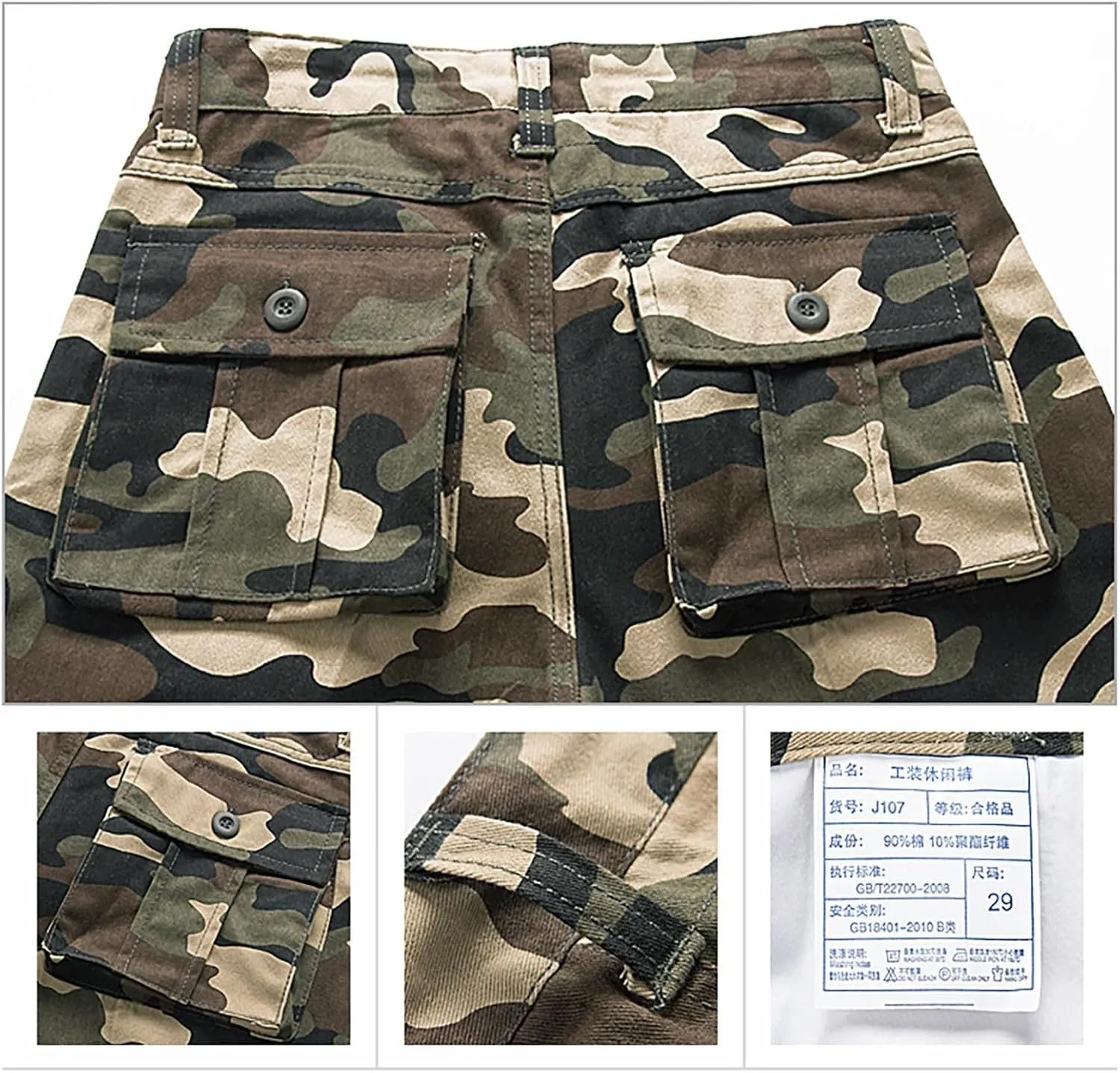 Mens Hiking Pants,Camo Military Hunting Combat Work Pants with Multi Pockets,Loose Fit Casual Cargo Pants,Comfy Tactical Pant