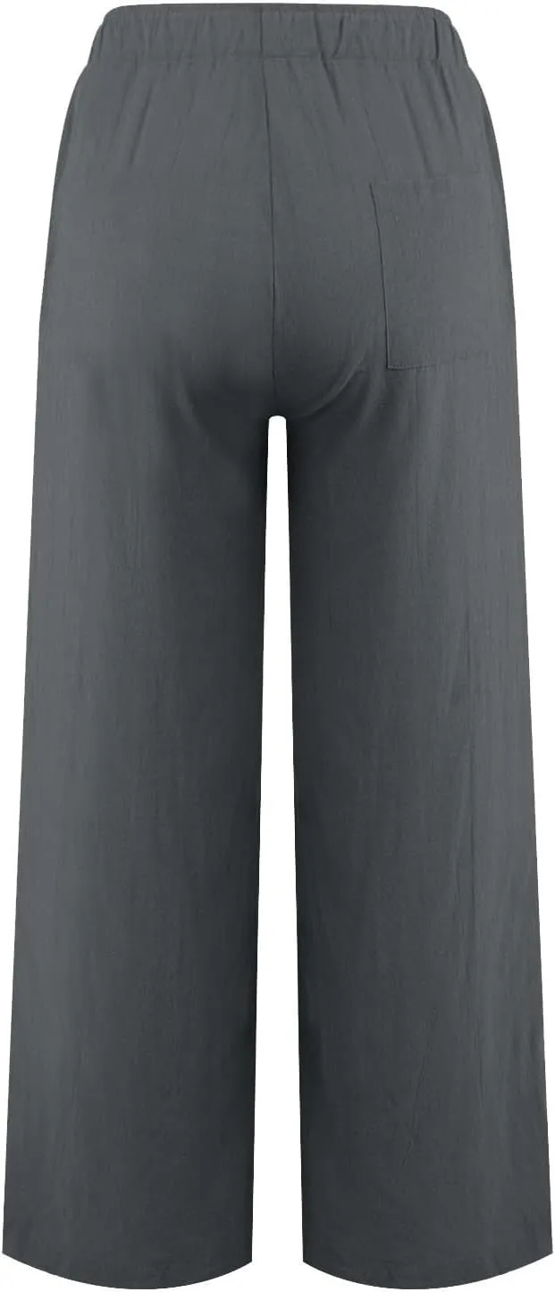 MINTLIMIT Women Linen Palazzo Pants Summer High Waist Beach Lounge Pant Casual Wide Leg Trousers with Pockets