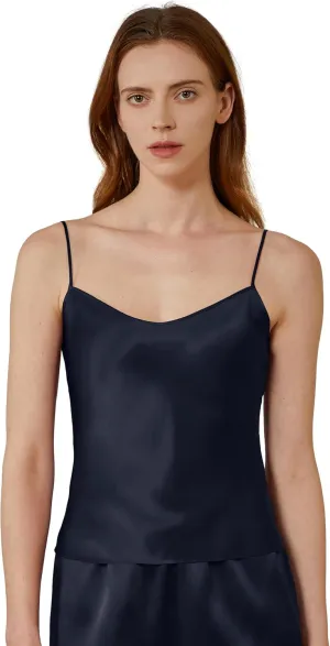 Mommesilk Silk Camisole for Women V Neck Adjustable Silk Lingerie Ladies for Sleeping Silk Cami Tank Tops Summer Undershirt