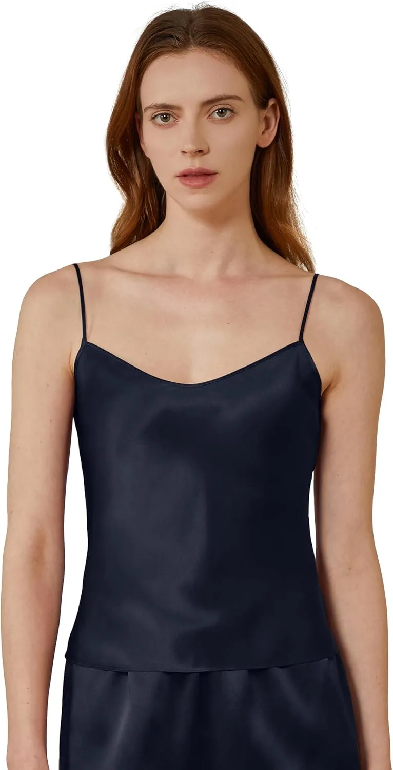 Mommesilk Silk Camisole for Women V Neck Adjustable Silk Lingerie Ladies for Sleeping Silk Cami Tank Tops Summer Undershirt