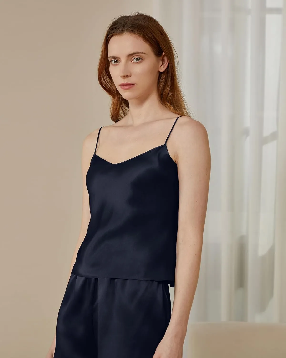 Mommesilk Silk Camisole for Women V Neck Adjustable Silk Lingerie Ladies for Sleeping Silk Cami Tank Tops Summer Undershirt