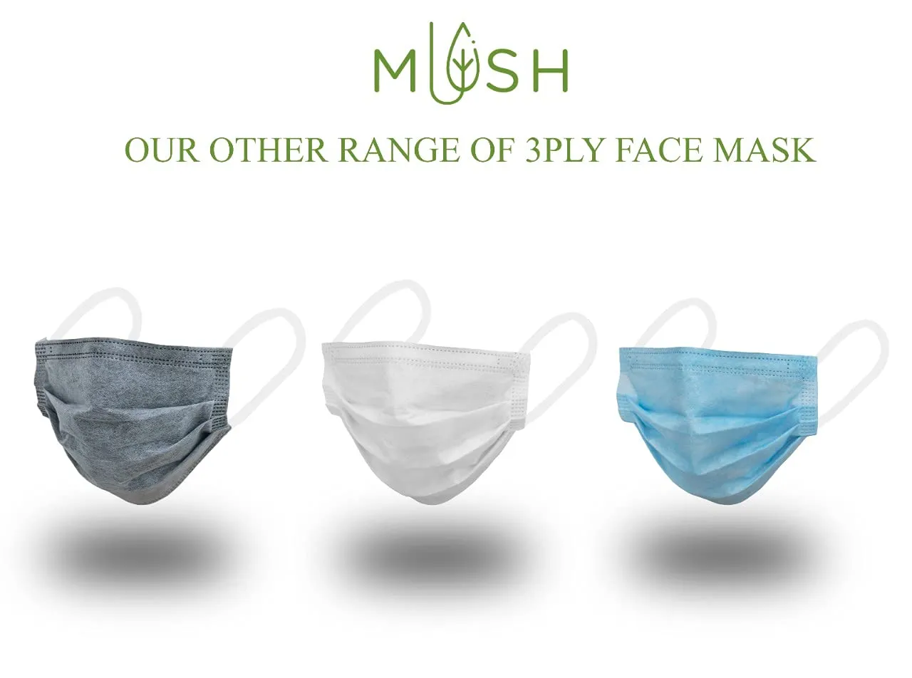 Mush 3 Layered Surgical Disposable Face Mask with Melt-Blown Filter and Soft Ear loop, CE, ISO, FDA Certified (3 Ply- Grey, Pack of 50)