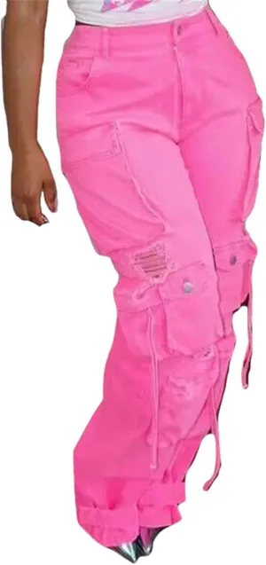 NRTHYE Cargo Jeans for Women Y2K High Waist Baggy Denim Cargo Pants with Pocket Streetwear