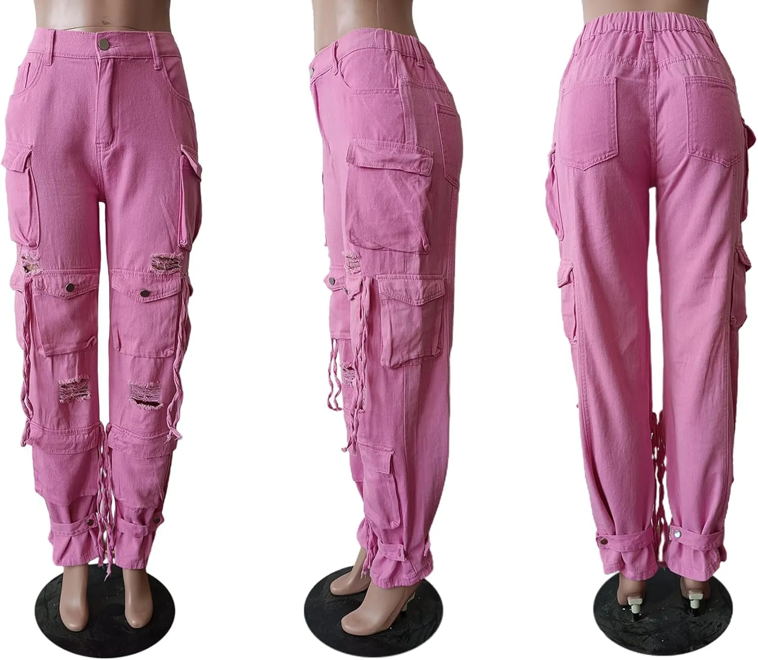 NRTHYE Cargo Jeans for Women Y2K High Waist Baggy Denim Cargo Pants with Pocket Streetwear