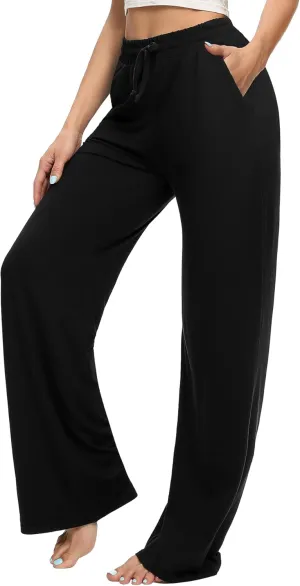 OLIKEME Womens Wide Leg Sweatpants High Waisted Drawstring Loose Lounge Pants Comfy Lightweight Workout Pants with Pockets