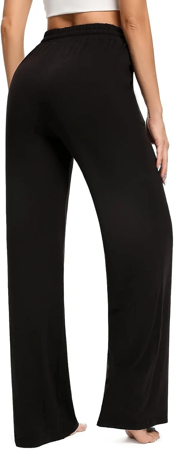OLIKEME Womens Wide Leg Sweatpants High Waisted Drawstring Loose Lounge Pants Comfy Lightweight Workout Pants with Pockets