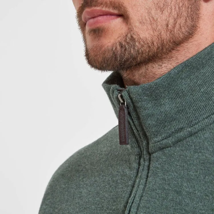 Schoffel Mens Kingsbridge Cotton French Rib 1/4 Zip - Country Green