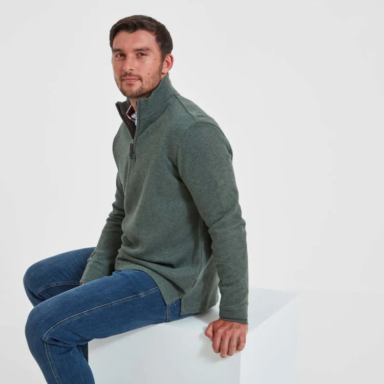 Schoffel Mens Kingsbridge Cotton French Rib 1/4 Zip - Country Green