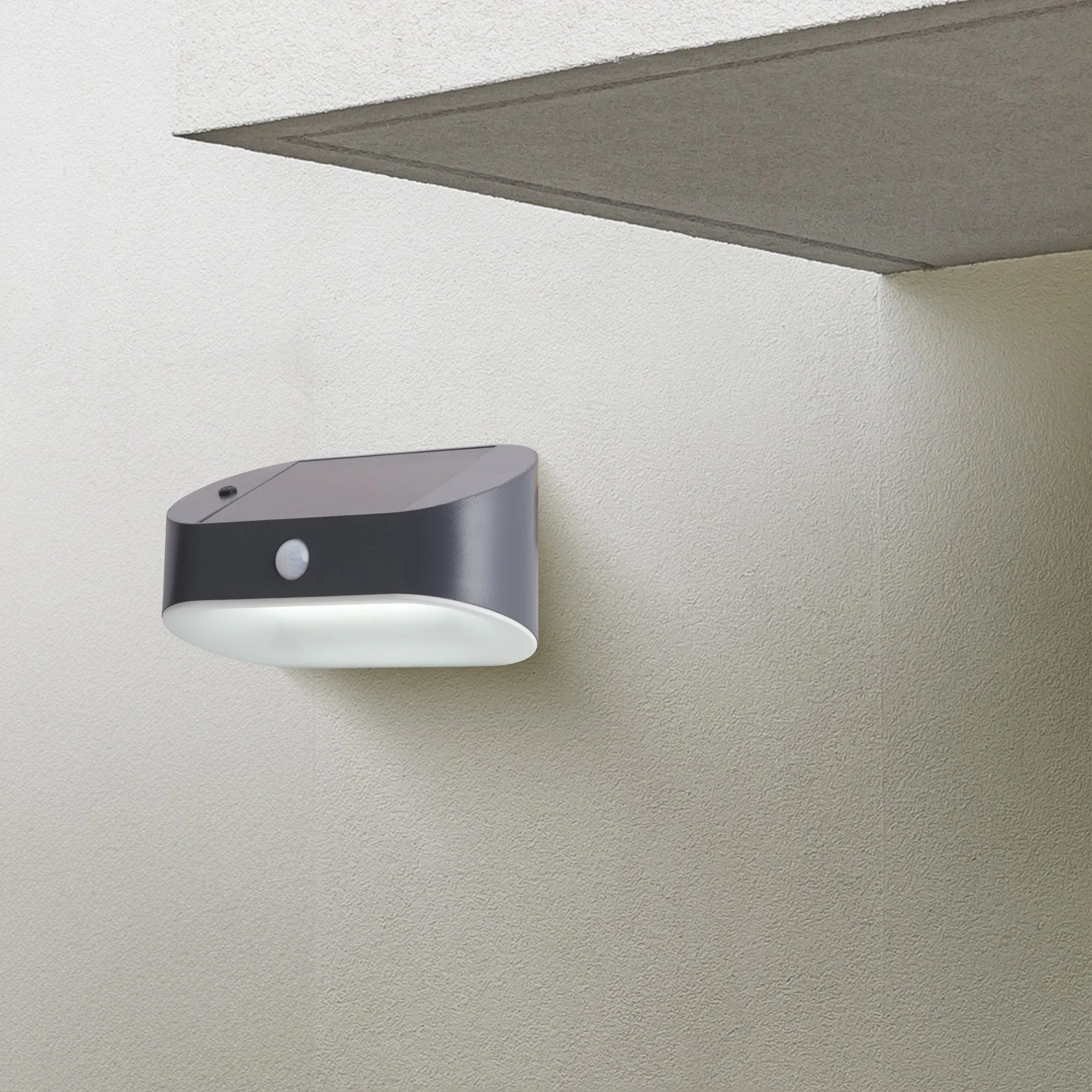 Searchlight 67421BK-PIR Solar Outdoor LED Wall Light Black Metal White Polycarbonate PIR