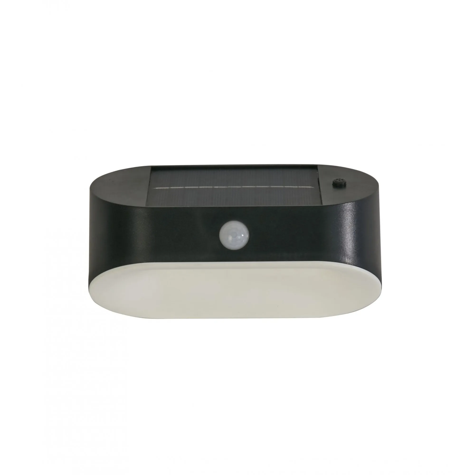 Searchlight 67421BK-PIR Solar Outdoor LED Wall Light Black Metal White Polycarbonate PIR
