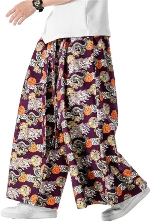 Seidarise Men's Wide Leg Casual Harem Linen Japanese Yoga Harem Pants Hip hop Joggers Baggy
