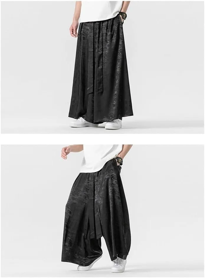 Seidarise Men's Wide Leg Casual Harem Linen Japanese Yoga Harem Pants Hip hop Joggers Baggy