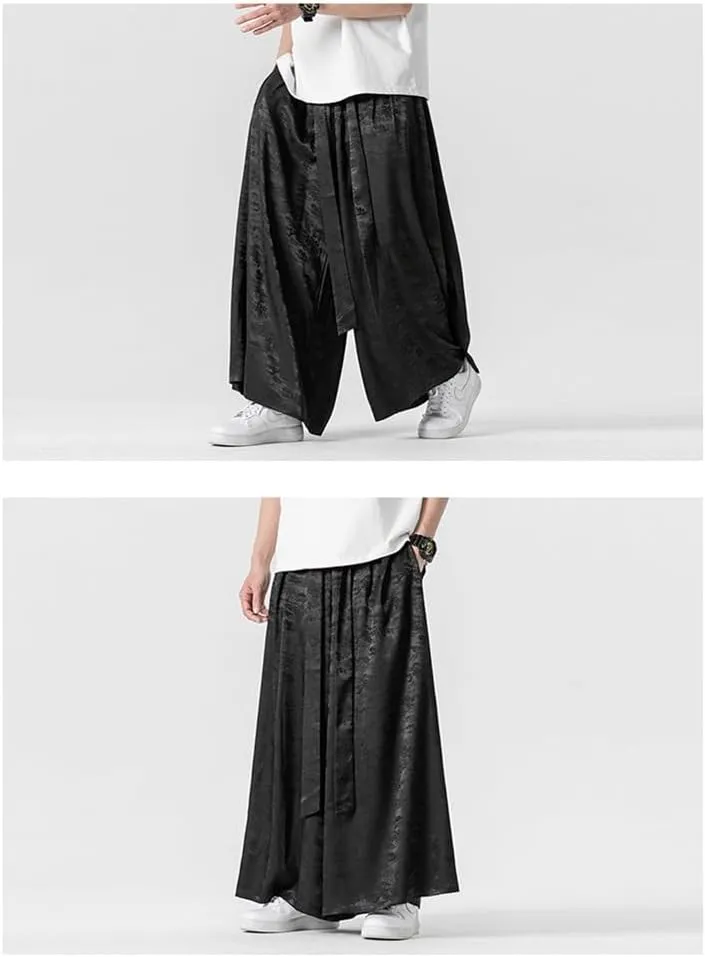 Seidarise Men's Wide Leg Casual Harem Linen Japanese Yoga Harem Pants Hip hop Joggers Baggy