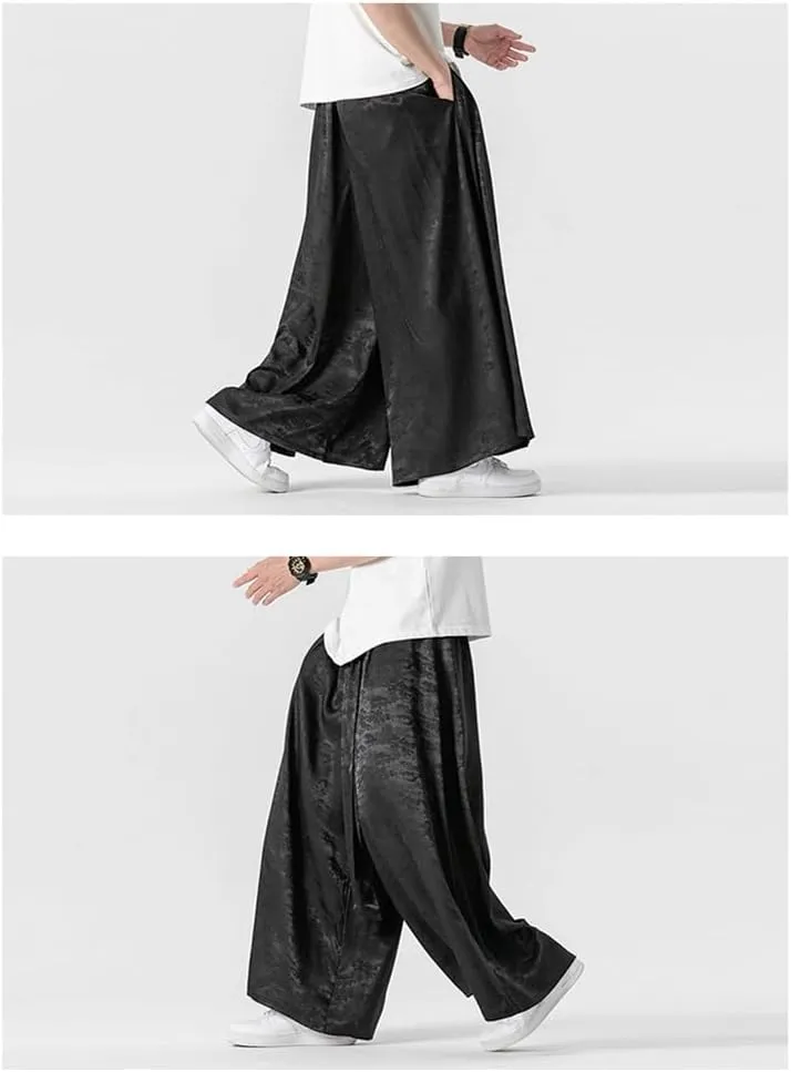 Seidarise Men's Wide Leg Casual Harem Linen Japanese Yoga Harem Pants Hip hop Joggers Baggy