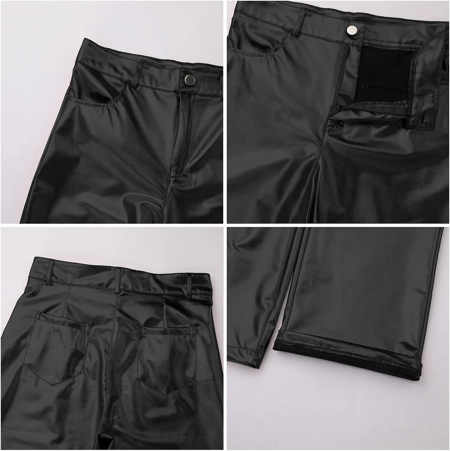 Shiny Metallic Women's Holographic Glitter Rave Dance Cropped Pants