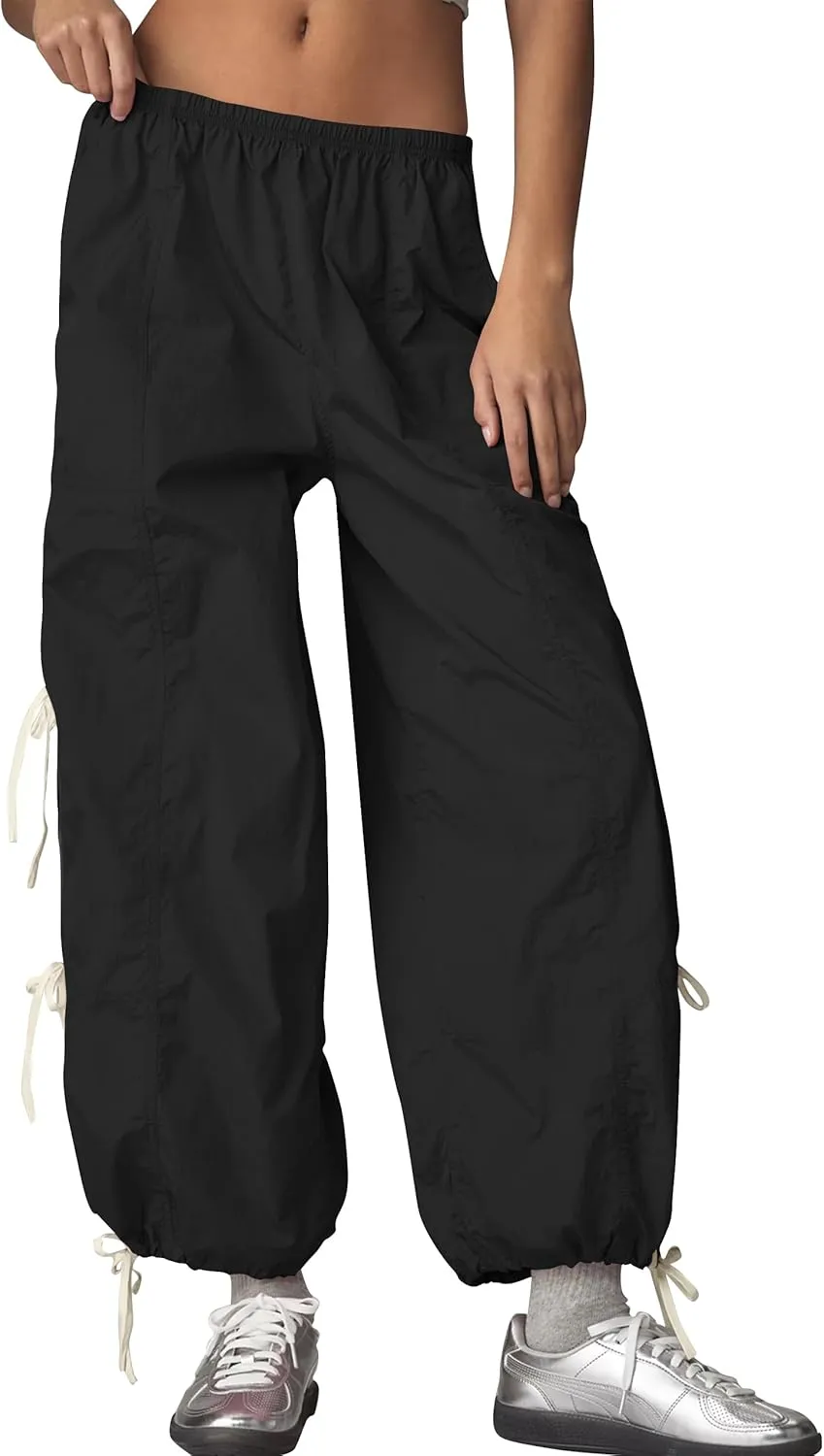 Side Bow Knot Track Pants for Women Summer Lightweight Loose Trousers Casual Baggy Y2K Lounge Pants with Pockets