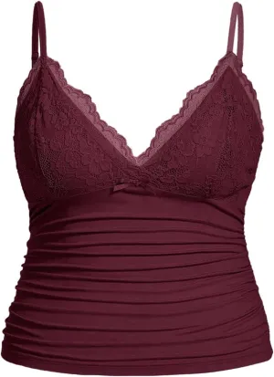 SOLY HUX Women's Plus Size Lace Camisole Top Sleeveless V Neck Slim Fit Cami Tops Coquette Clothes