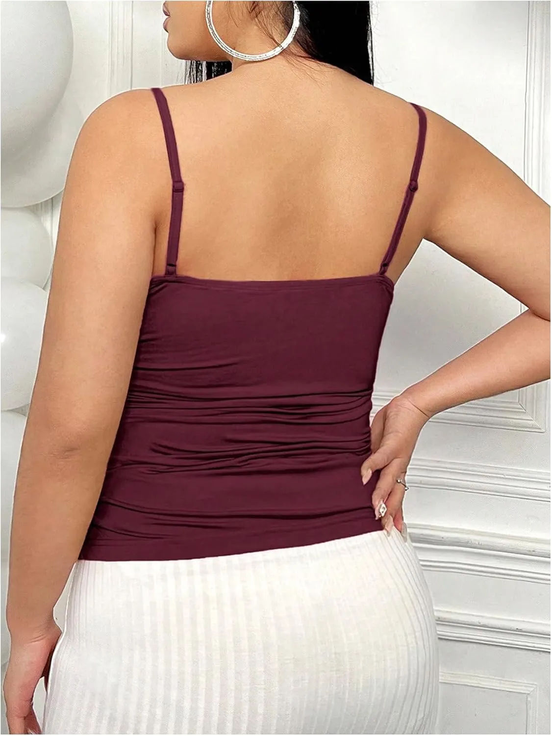 SOLY HUX Women's Plus Size Lace Camisole Top Sleeveless V Neck Slim Fit Cami Tops Coquette Clothes