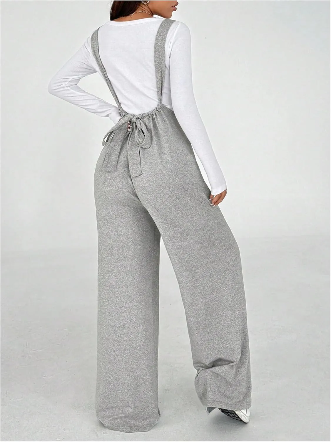 SOLY HUX Women's Sleeveless Jumpsuit Suspender Overalls Baggy Wide Leg Long Pants