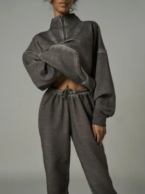 Street Style Half-Zip Jacket Suit
