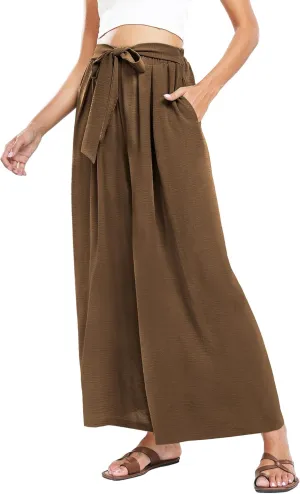 Summe Wide Leg Dress Pants for Women High Waisted Palazzo Casual Work Pants Beach Trousers with Pocket