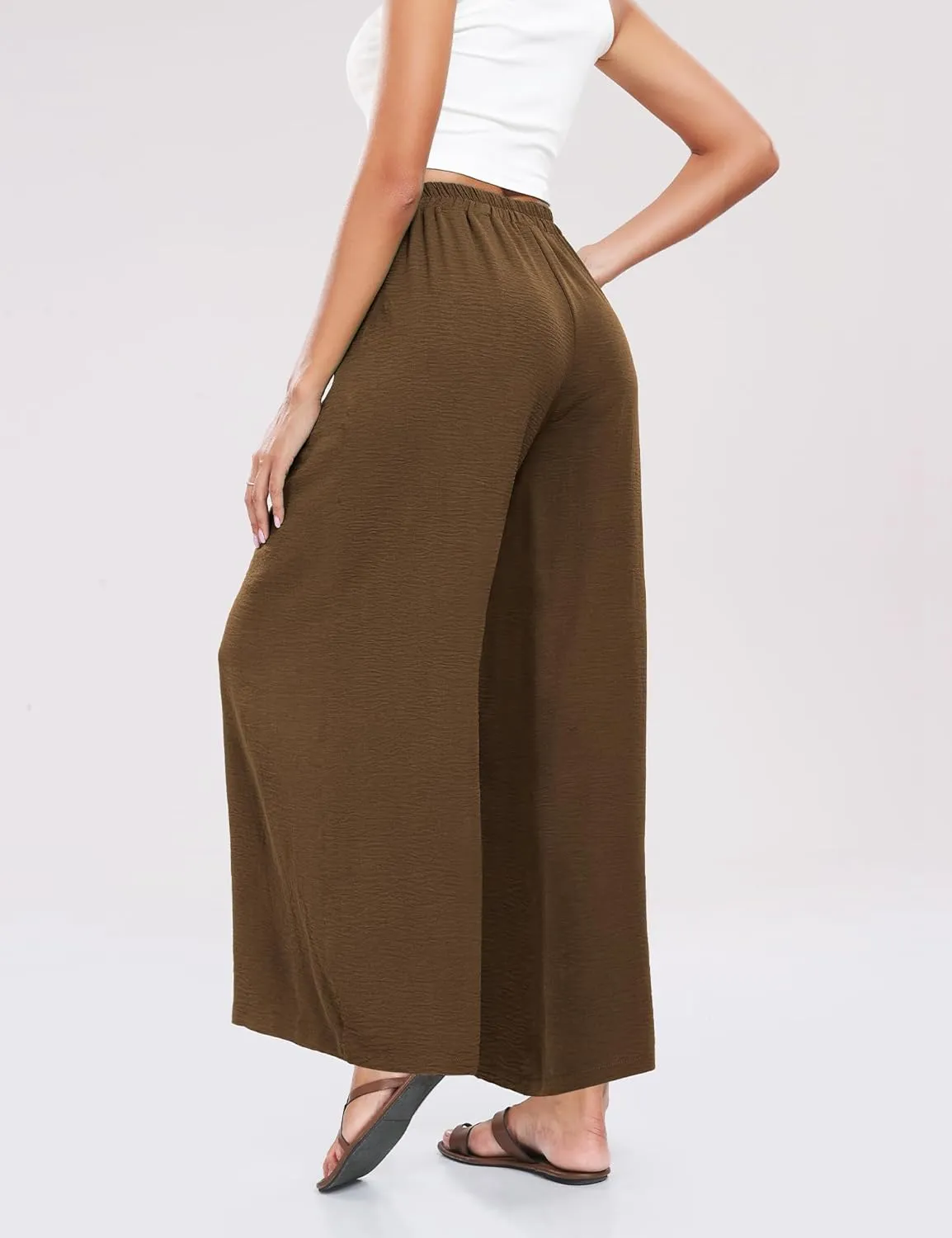 Summe Wide Leg Dress Pants for Women High Waisted Palazzo Casual Work Pants Beach Trousers with Pocket