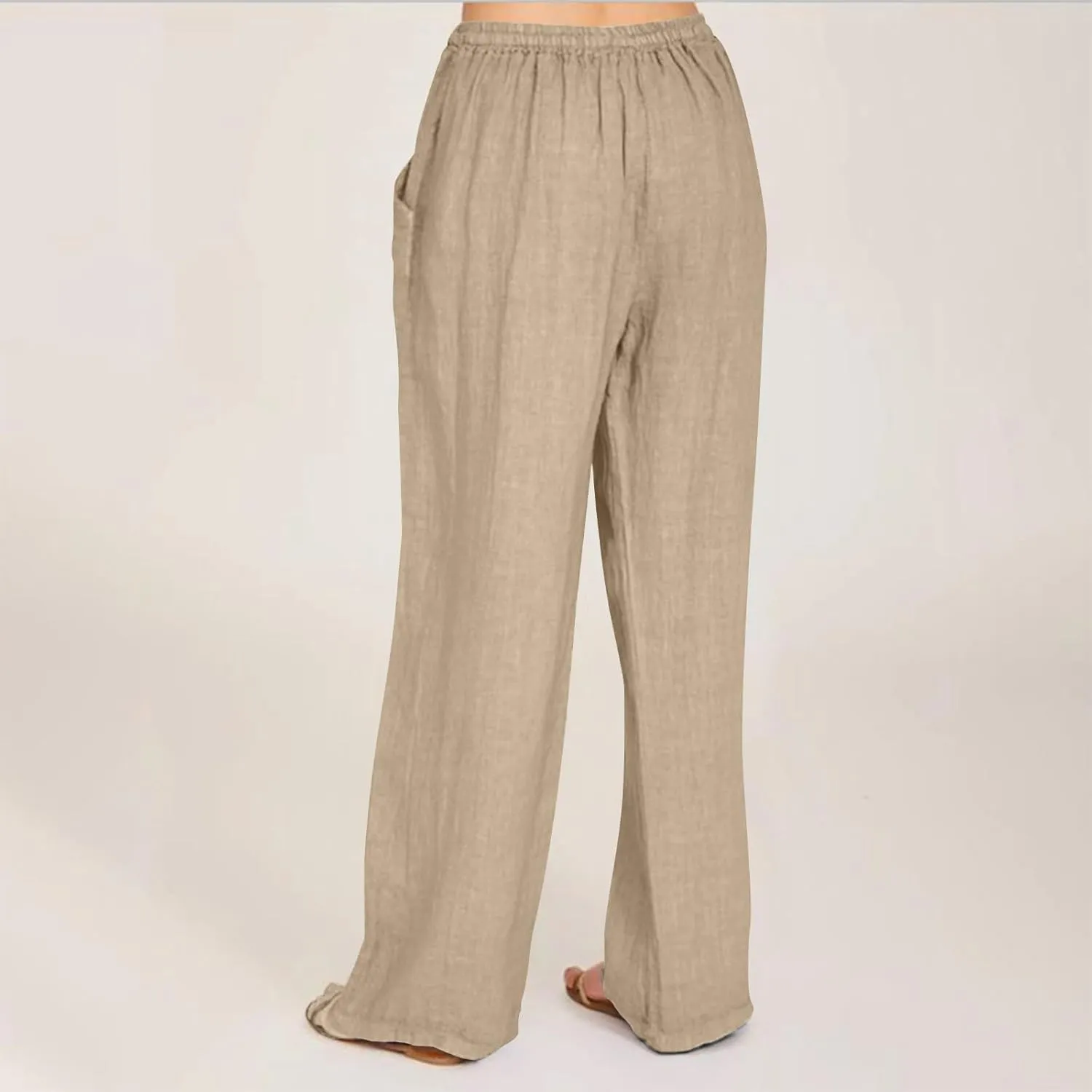 Summer Linen Pants for Women Trendy 2025 High Waisted Drawstring Lounge Trousers Flowy Boho Beach Pant Vacation Outfits