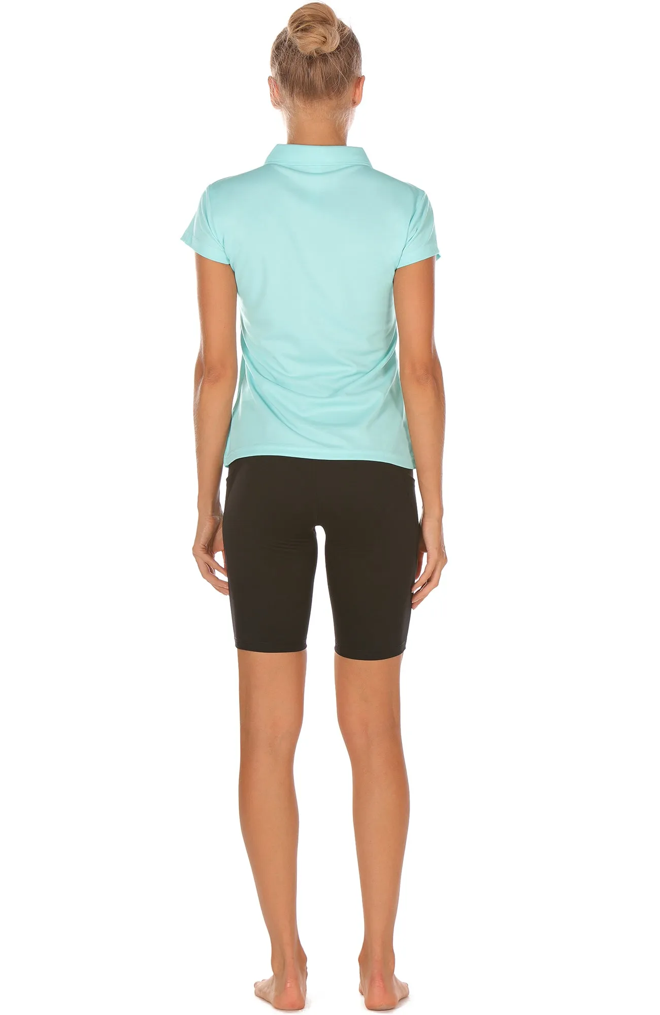 T28 icyzone Women's Athletic Golf Polo Shirts Stretch Pique Short Sleeve Tops