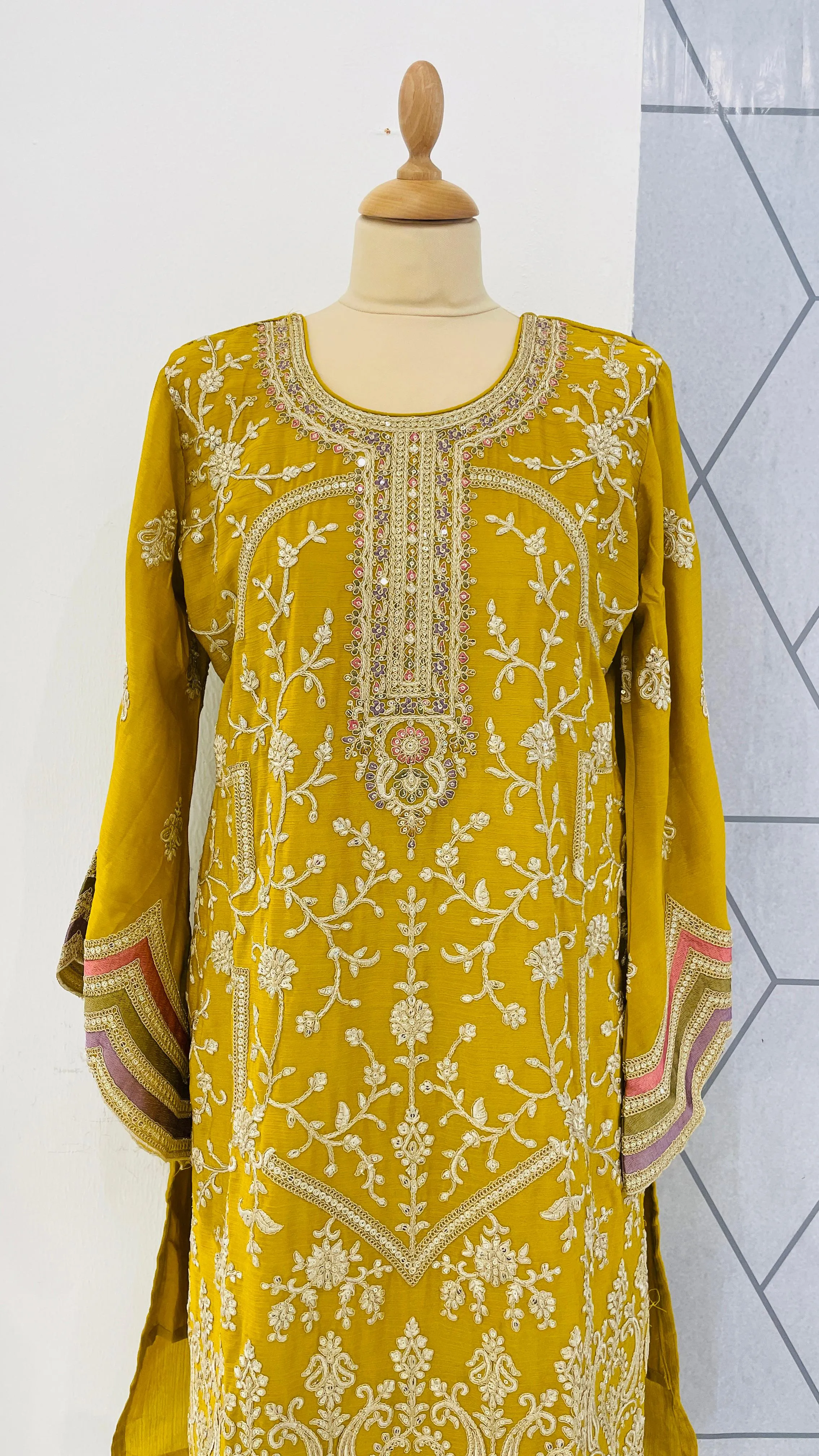 Teal Blue with Gold Palazzo Sets (Ready to Wear)