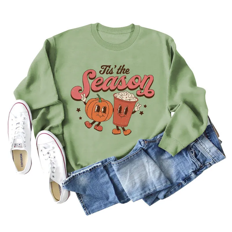 Tis' The Season Fashion Autumn and Winter Primer Letter Print Long Sleeve Sweater for Women