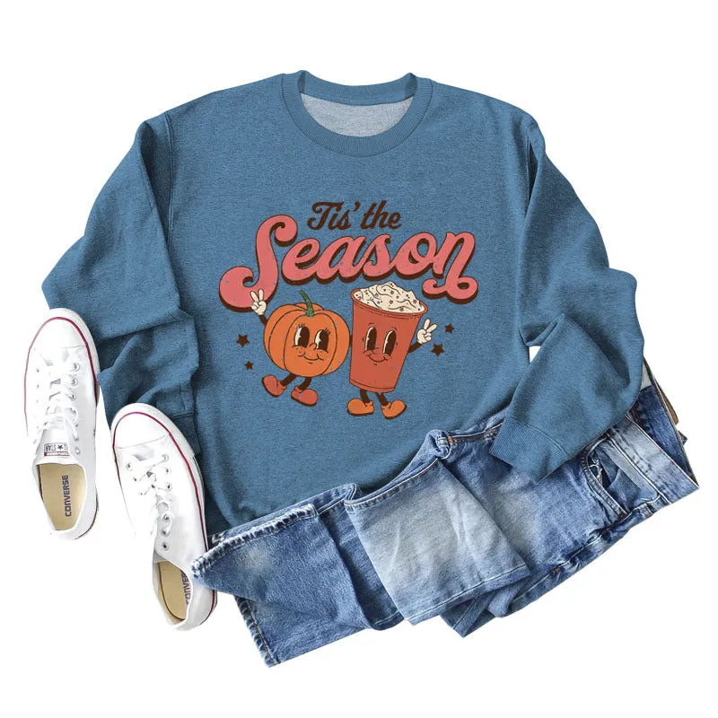 Tis' The Season Fashion Autumn and Winter Primer Letter Print Long Sleeve Sweater for Women