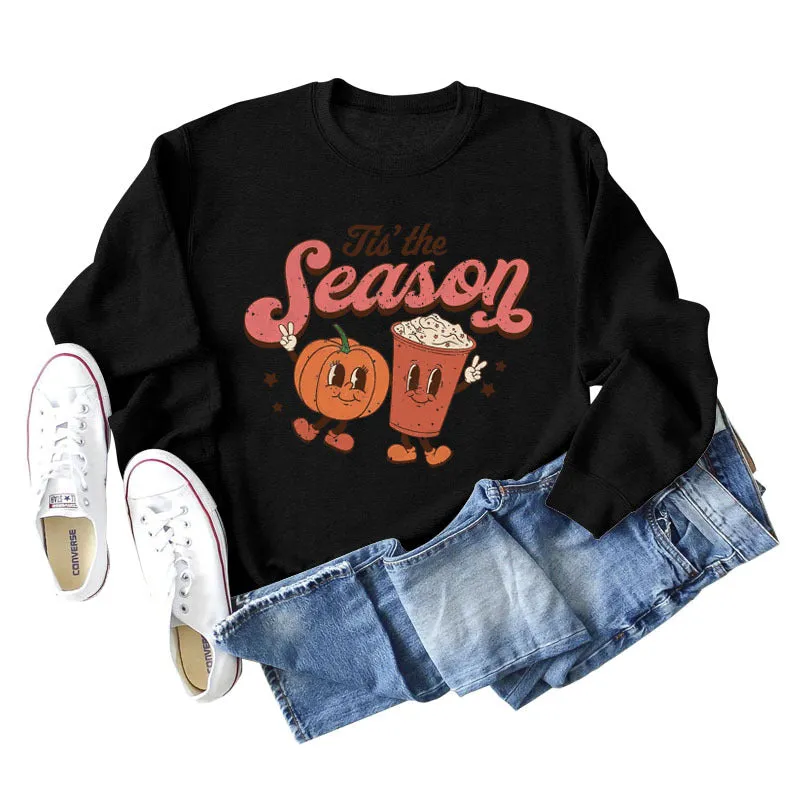 Tis' The Season Fashion Autumn and Winter Primer Letter Print Long Sleeve Sweater for Women