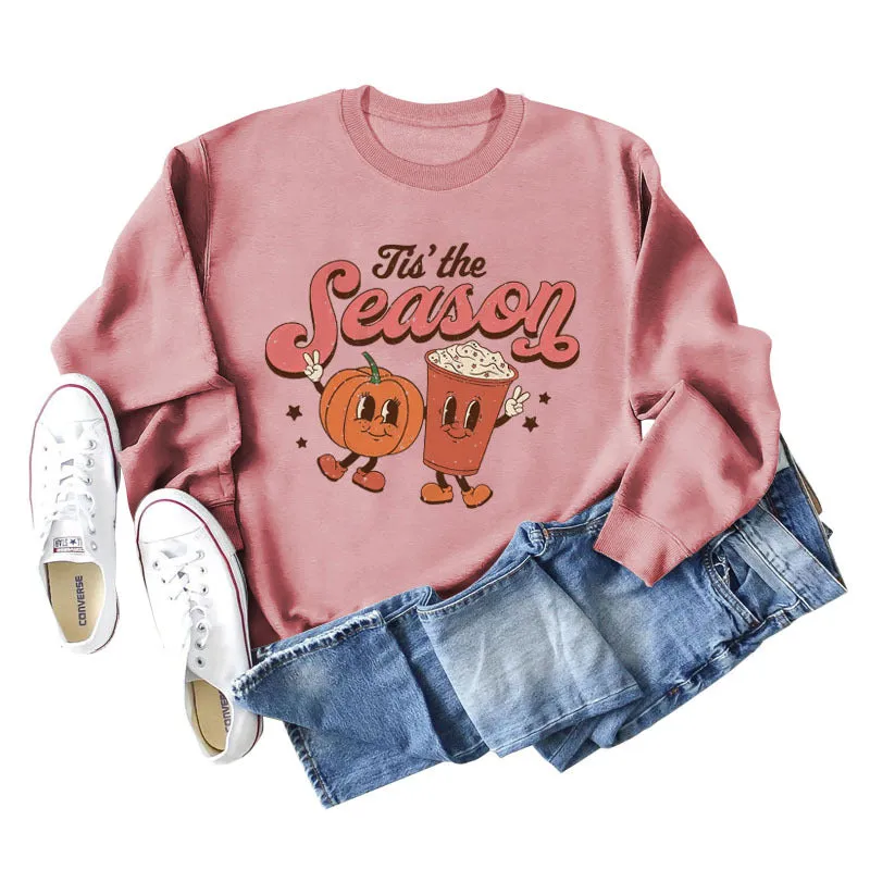 Tis' The Season Fashion Autumn and Winter Primer Letter Print Long Sleeve Sweater for Women