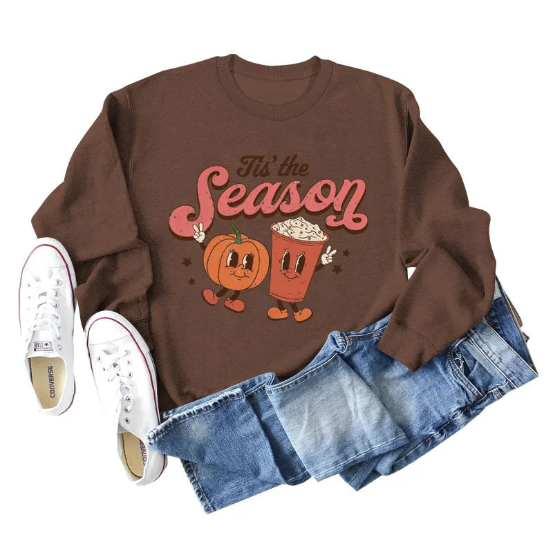 Tis' The Season Fashion Autumn and Winter Primer Letter Print Long Sleeve Sweater for Women