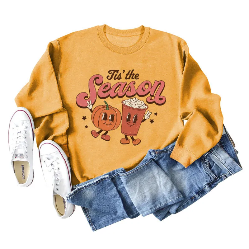 Tis' The Season Fashion Autumn and Winter Primer Letter Print Long Sleeve Sweater for Women