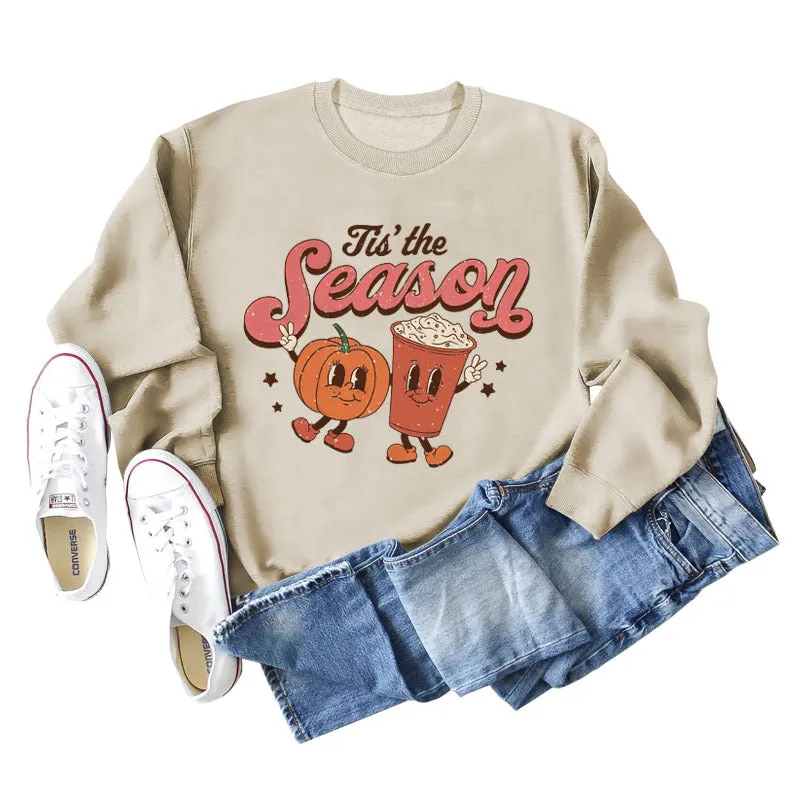 Tis' The Season Fashion Autumn and Winter Primer Letter Print Long Sleeve Sweater for Women