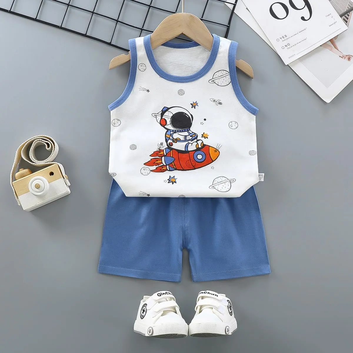 Toddler Baby Boy Summer Clothes Cute Dinosaur Tank Tops Shorts Outfits Lightweight Elastic Cotton Short Sets