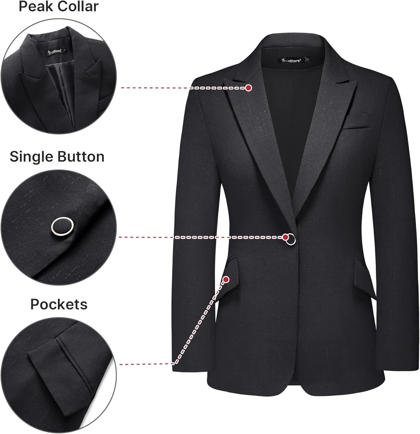 TRONSTORE Women's Suit 2 Piece Set Pinstripe Blazer and Bootcut Dressy Pants Set for Work Office Business Outfits