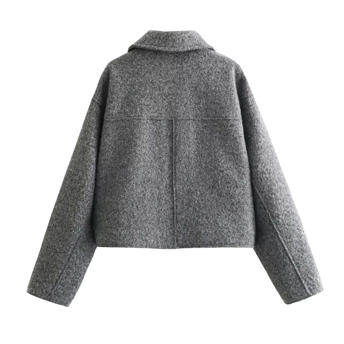 Tweed Cropped Zip-Up Jacket  Womens Streetwear for Autumn/Winter