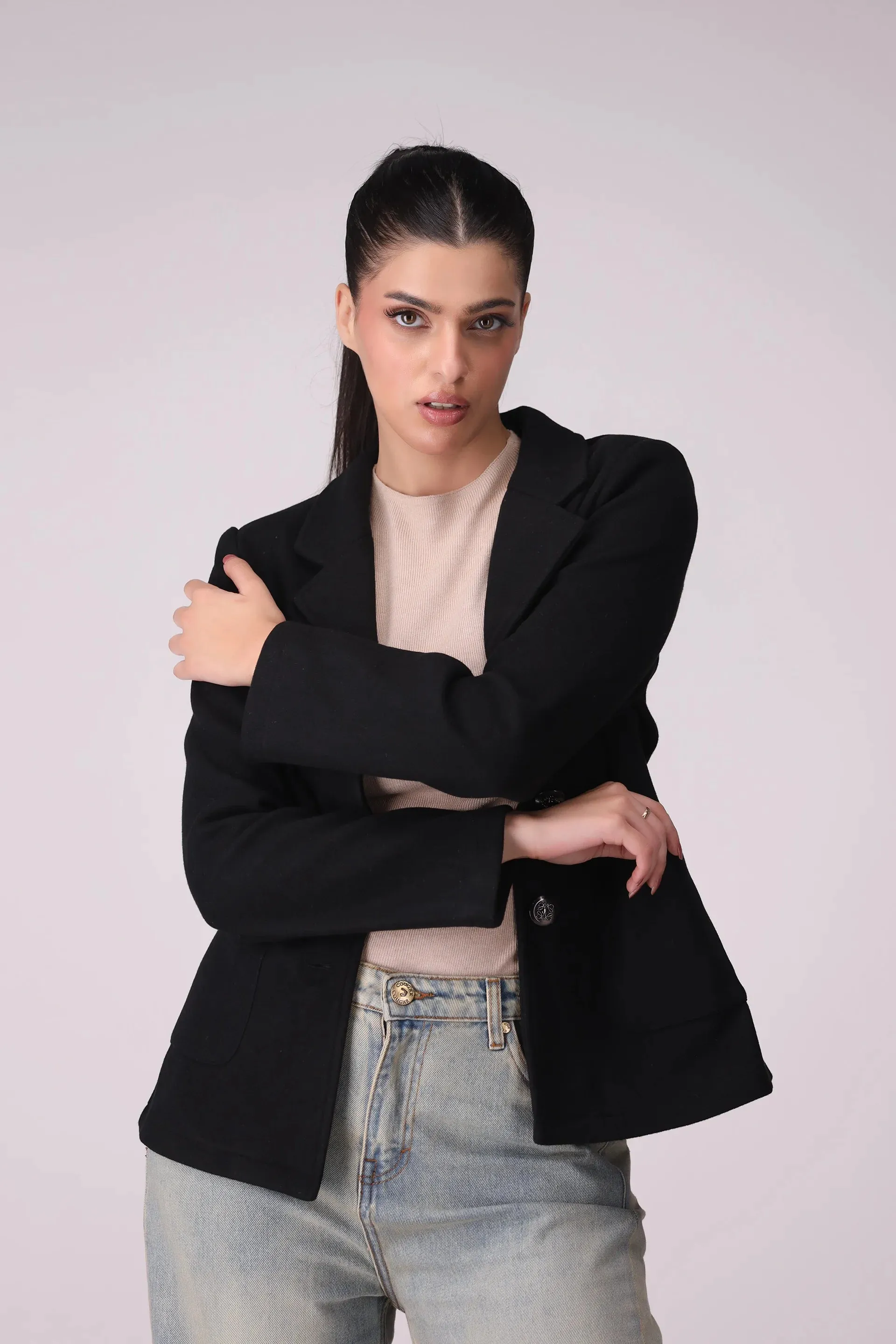 Twill Coat With Patch Pockets