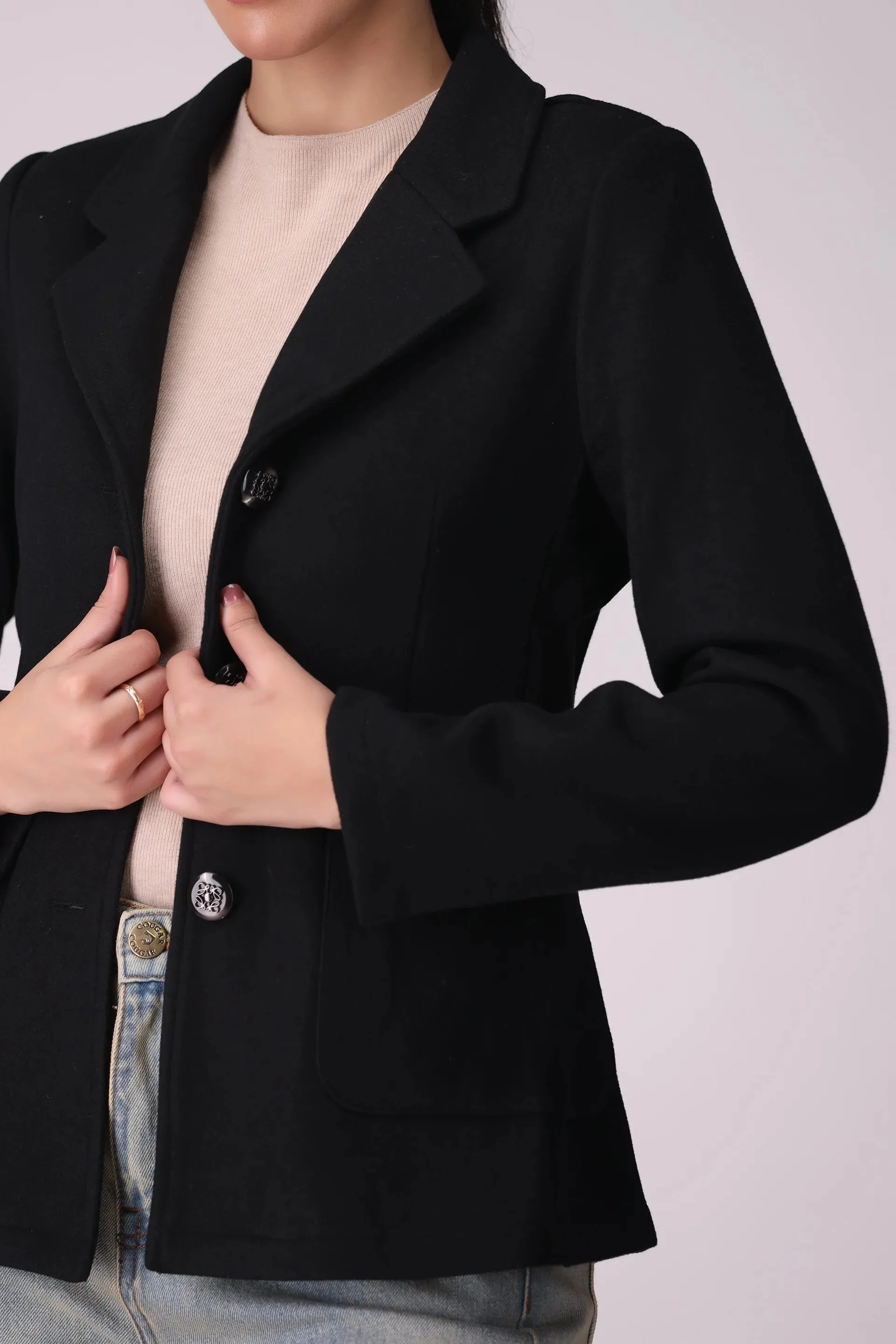 Twill Coat With Patch Pockets