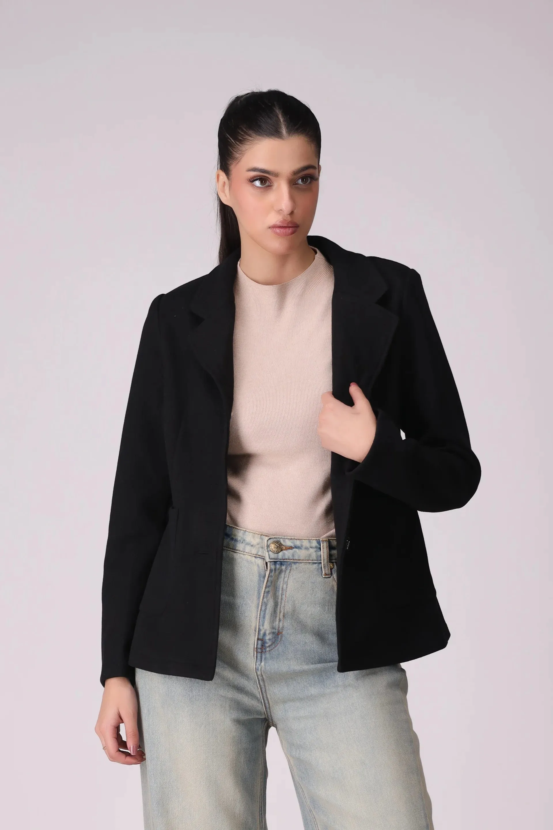 Twill Coat With Patch Pockets