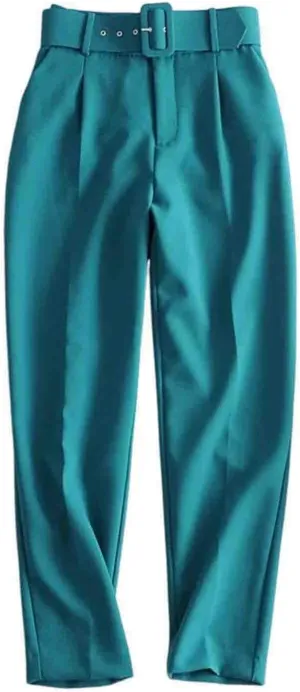 Uillui Women's Dress Pants Straight Leg Slim Fit Work Stretchy Pant Business Casual Suits Pants High Waist Trouser with Belt