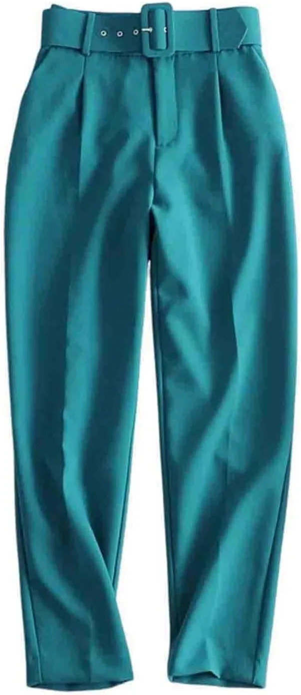 Uillui Women's Dress Pants Straight Leg Slim Fit Work Stretchy Pant Business Casual Suits Pants High Waist Trouser with Belt
