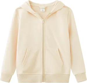 UMELOK Kids Full Zip-Up Hoodie Solid Sweatshirt for Boys and Girls