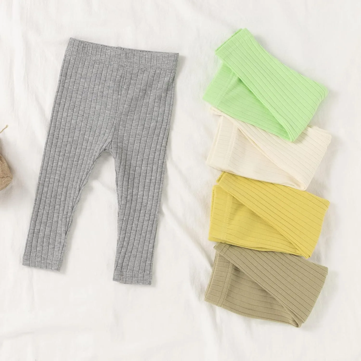 Unikaka Unisex Baby 0-48 Months 5-Pack Pants in Grey White Black Orange and Pink
