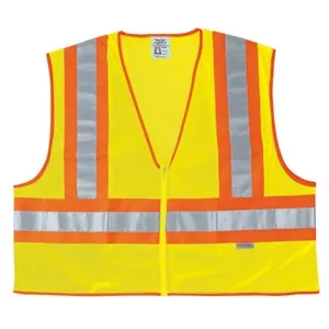 WCCL2LM MCR Poly,Mesh Safety Vest,4 1/2" Orange/Silver Stripe,LIME