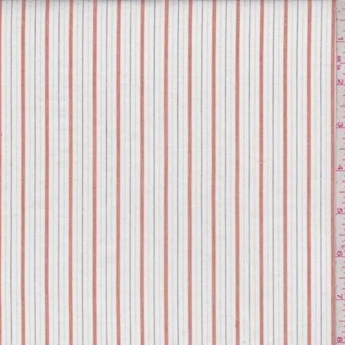 White/Orange/Silver Pinstripe Cotton Shirting Fabric