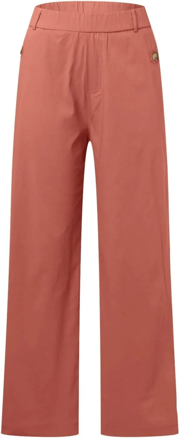 Wide Leg Pants for Women Winter ightweight Hiking Pants with Pockets Solid Color Elastic Waist