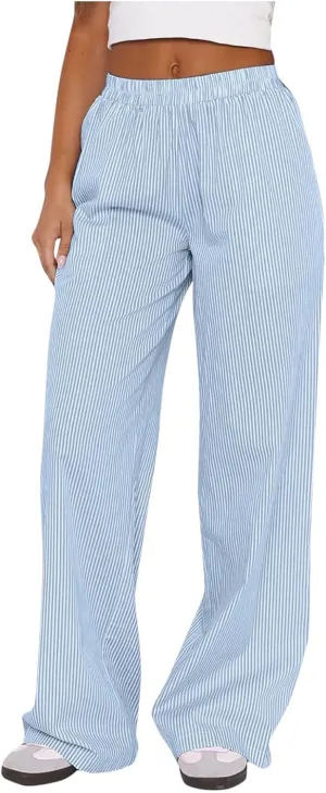 Wide Leg Pants for Women Winter Slim Business Palazzo with Pockets High Waisted Elastic Waist
